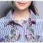 Maxnegio summer striped hand embroidered dress for office lady