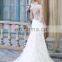 Elegant Appliqued Cap Sleeve See Through Back Beaded Sash Sheath Tulle Wedding Dress 2017
