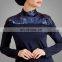 Muslim Style Swimwear Long Sleeves Navy Blue Lycra Material Fully Covered Swimsuits