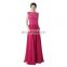 Custom Made Elegant Long Gown Sleeveless Appliqued Bateau Floor Length Zipper Chiffon Women Prom Dress