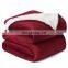 Manufacturer Red Soft Swaddle 100% Microfiber Sherpa Blanket For Winter Fleece