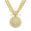 Hiphop Round Shape Pendant Charms 14k Gold Plated Tennis Chain Photo Pendant
