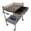 High quality stainless steel operating trolley medical instrument with 2 drawers for hospital or clinic