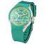 FT1418_GR Women charming green rubber strap special dial quartz movement analog wristwatch