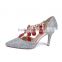 2015 Hot sell dress shoes custom made woemens wedding shoes crystal lady low heel fancy shoes