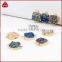 Gold Plated Square Titanium Rainbow Blue Druzy Agate Geode Connector Double Bails
