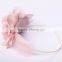 Fabric Pink Feather Crown Flower Wedding girls hair accessories