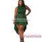 Women Green Mock Neck Sleeveless satin latest net dress designs