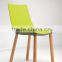 Modern Style Restaurant Chair Plastic Chairs with Wooden Legs