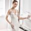 A40 Generous Lace Appliqued Paerls Formal Wedding Dresses 2016 Full Length Sleeveless White Bride Dress for Wedding Party