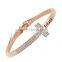 High Quality Cross Shape Bangle Accessory Half Smooth Carved English Character Half Inlay Full Rhinestone Christain Bracelets