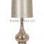 Finland chrome base bedside table lamp with electroplate lampstand and off-white barrel shade
