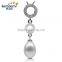 Double-circle shape CZ 18k gold plated 9-10mm AAA white drop pearl Pendant