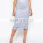 Fashion embroidered silvery split back Midi pencil Skirt