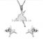 Exquisite Little Girls Shaped Jewelry Set Stainless Steel Dancer Ballet Necklace Charm Earrings
