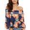 Women's Casual Floral Off Shoulder Chiffon Blouse Top