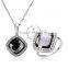18KRG platinum plated rhinestone black pendant charm DIY supplies ring and necklace jewelry set PS176