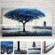 Beautiful Scenery Handpainted Modern Blue Tree Oil Painting