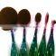 New style 5pcs rainbow multipurpose toothbrush oval makeup brush set with paper box
