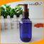 200ml Cobalt Blue Boston Round Pleastic Bottle with Brown Lotion Pump