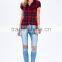Adorable Dolled up Short Sleeve Plaid Shirts Latest Shirt Designs for Women