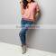 Latest model china t shirt factory blank design tshirt with lace trim hem
