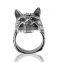 Stainless Steel Unadjustable Rings Antique Silver Wolf