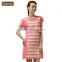 Qianxiu Striped Ladies Pink Modal Latest Nightgown