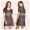 sporty and luxe V neck short flare sleeve frock tee dress low price made in china