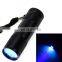 LED emergency mini flashlight UV black invisible ink checked