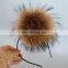 Natural color jumbo raccoon fur pompom accessory hairband hair hoop