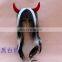 Ombre Black and White Halloween Wig With Devil Horn FGW-0063