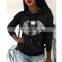 Wholesale custom ladies sweater casual comfortable autumn and winter long-sleeved printing hooded loose pullover jogging suit