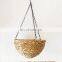 Hot Sale Water Hyacinth Woven Hanging Basket Planter with Lining Modern Boho Straw Cover for Flower Pot