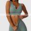 Seamless Sexy Womens Gym Wear V Neck Tops Wholesale Ribbed Workout Sports Bras
