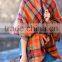 New Design Fashion Woman Orange Plaid Cashmere Square Shawl