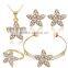 Five Petaled Flowers Shinning Clear CZ Crystal Pendant Jewelry Sets Gift