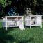 outdoor white wooden rabbit hutch