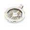 Stainless steel silver plate locket,crystal coin locket holder pendant