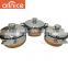 Special design handle lid ss410 3 pcs set size of pot stainless steel stock cooking pot