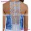 2016 Blue Denim Vest Lace Back Halter Neck women blouse