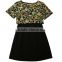 New latest fashion designs Chinese clothes supplier black short sleeve false two piece autumn women black dress