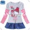 (H6075D) 2-6y nova kids garments long sleeves winter o-neck baby girls casual dress with jean skirts children's frocks