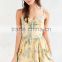 summer printed flower backless with strap design cut out fit midi dress for women