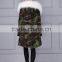 Custom Brand New Charming Camouflage Khaki Hooded Cotton Raccoon Fur Collar Winter Jackets