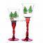 2016 gift of Christmas tree red long stem glass candle holder