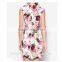 Elegant Boat Neck Floral Printed Women Sleeveless Dress