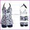 2015 New Summer Fashion Two Pieces Swimsuit Womens Tankini Swimwear Push Up Bathing Suit Shorts Plus Size Swimsuit Blue Black