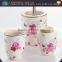 Wholesale home decoration decal flower ceramic accessory floral bathroom set