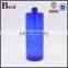 wholesale cosmetic 500ml flat shoulder pet blue detergent plastic shampoo bottle packaging with pump
